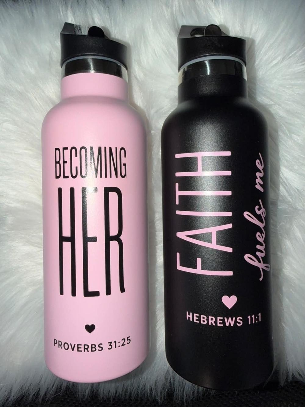 Becoming Her Pink Inspirational Water Bottle | Faith & Growth Water Bottle | God
